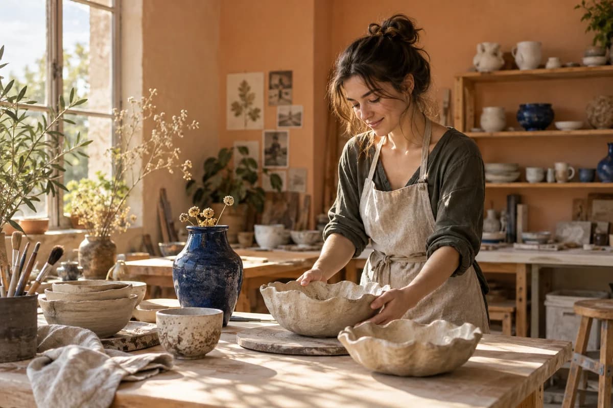 Behind the scenes at a ceramics studio.